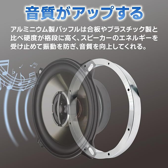 nanomaru 汎用 インナーバッフル アルミ 17cm 海外 6.5インチ 自動車 スピーカー オーディオ 音楽 耐久性 防水_画像3