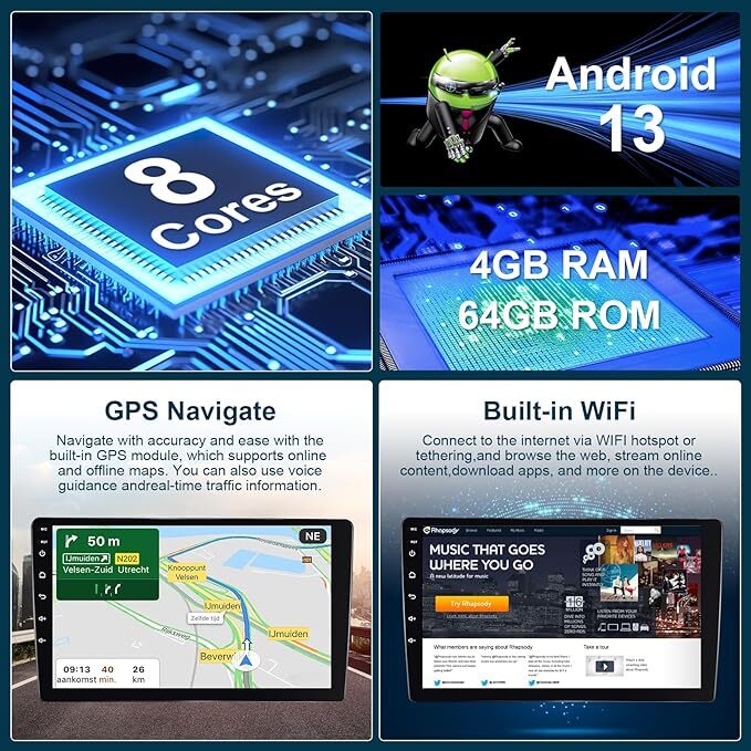 Hodozzy 4G 64G 車のステレオのアンドロイド 8 の中心の 2Din DSP GPS の運行無線 Apple Carp_画像2