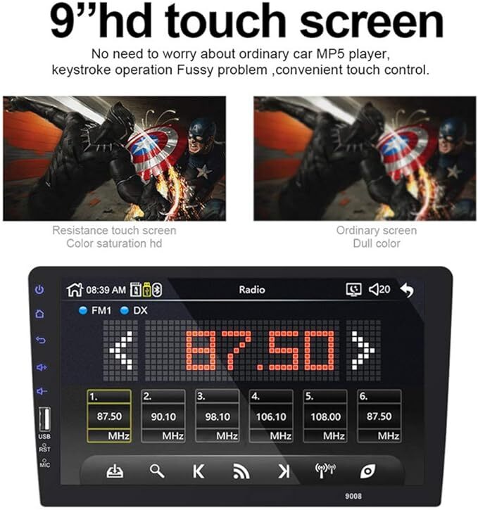 BOOMBOOST カーオーディオユニバーサルタッチスクリーンサポート付きFM USB MP5カーマルチメディアミラーリンク9イン_画像4