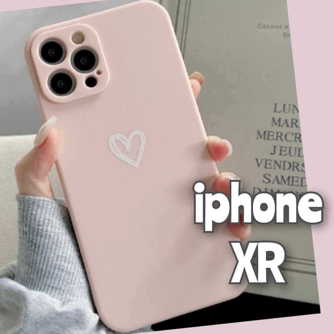 iPhoneXR iPhoneケース iphoneカバー ピンク ハート おしゃれ かわいい くすみピンク TPUケース ソフトケース 送料無料_画像1