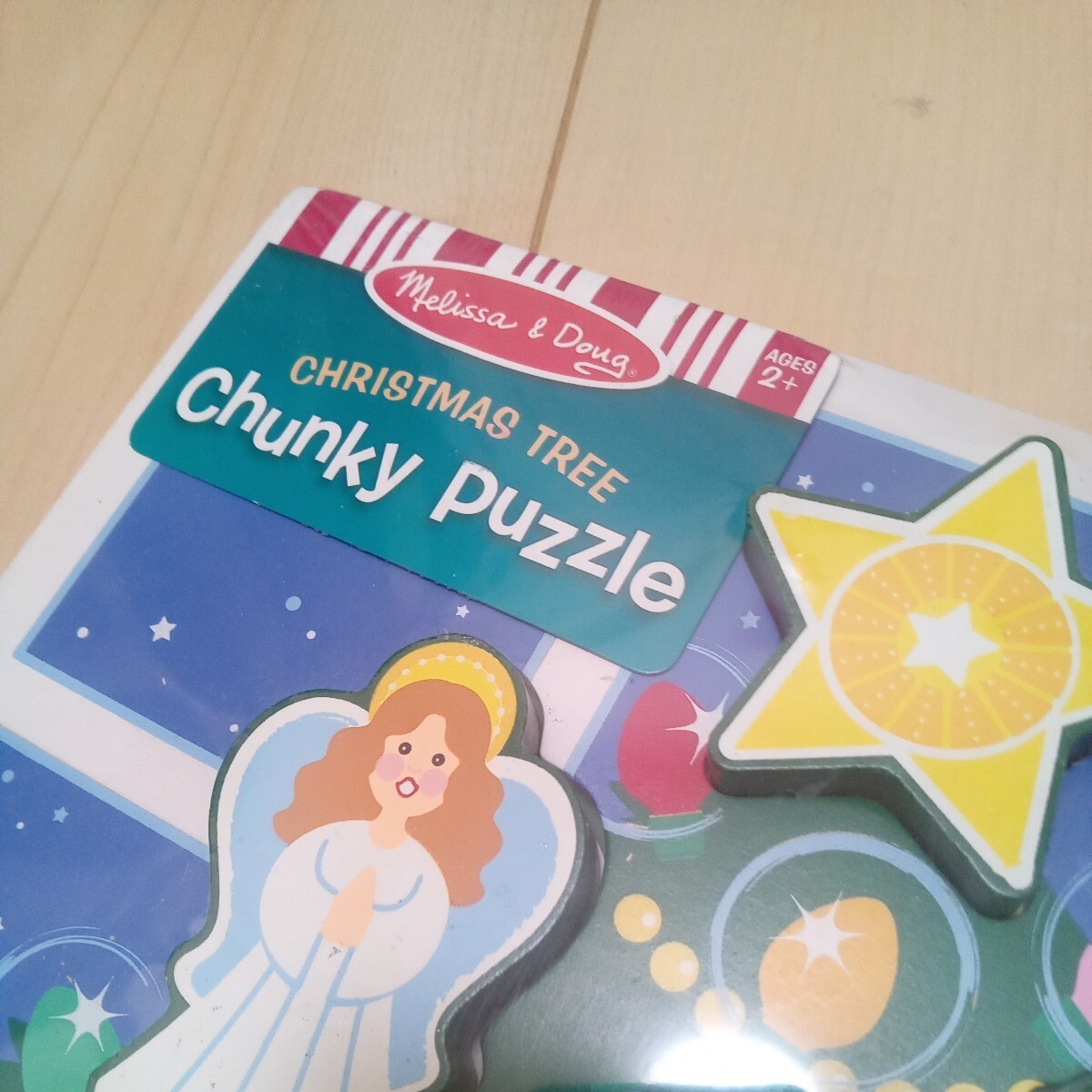 Melissa and Doug☆メリッサ＆ダグ☆Christmas Tree Chunky Puzzleクリスマスツリー 木製パズル★幼児教育★海外クリスマス雑貨★英語教室_画像4