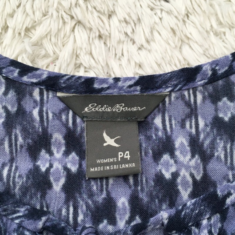 【30920】 Eddie Bauer エディーバウアー ロングワンピース ネイビー サイズXS相当 カジュアル ノースリーブ リボン 花柄 レディース