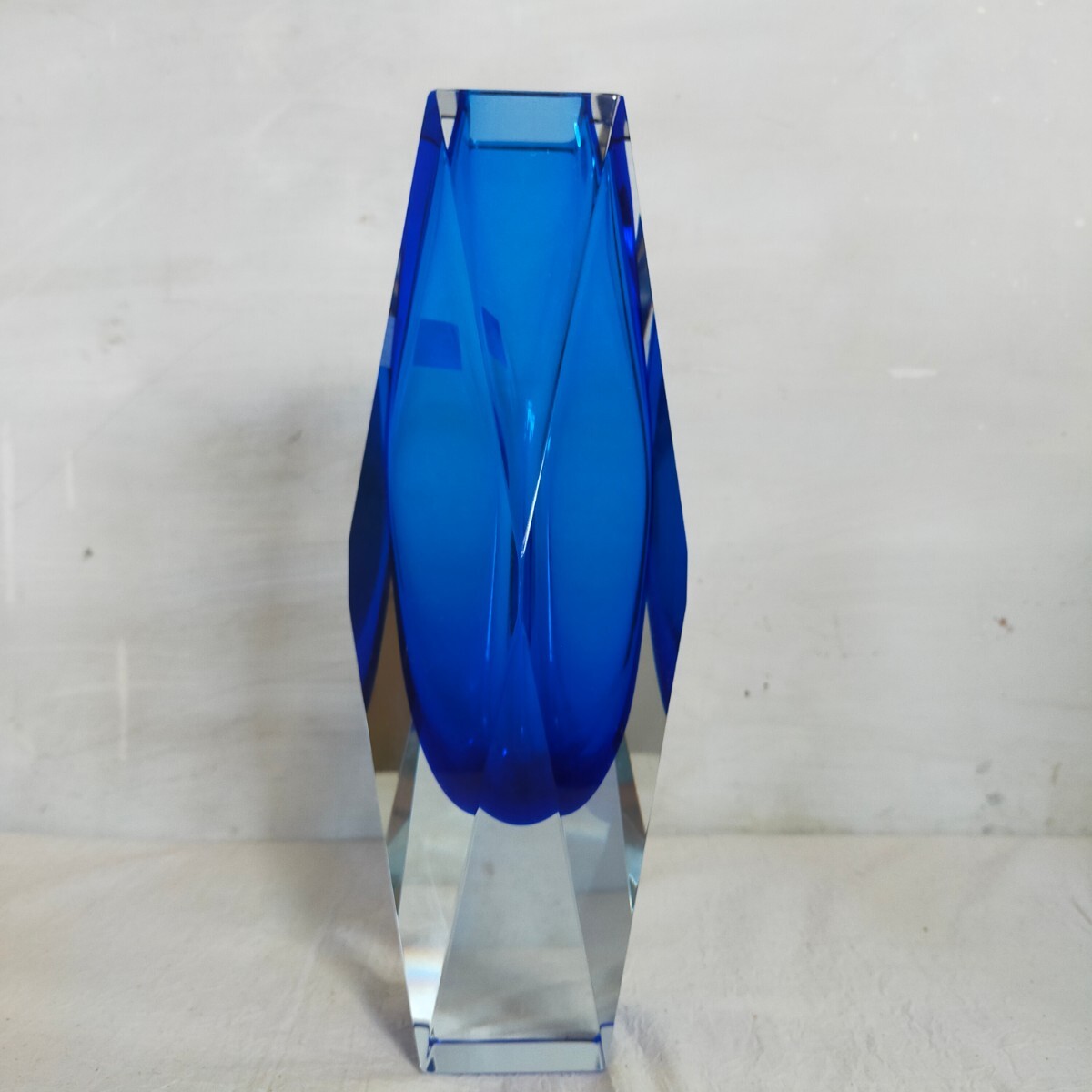 MURANO マンドラザート 青 花器 花瓶 フラワーベース クリスタルガラス ムラノ Mandruzzato ガラス 高さ25.5cm_画像6