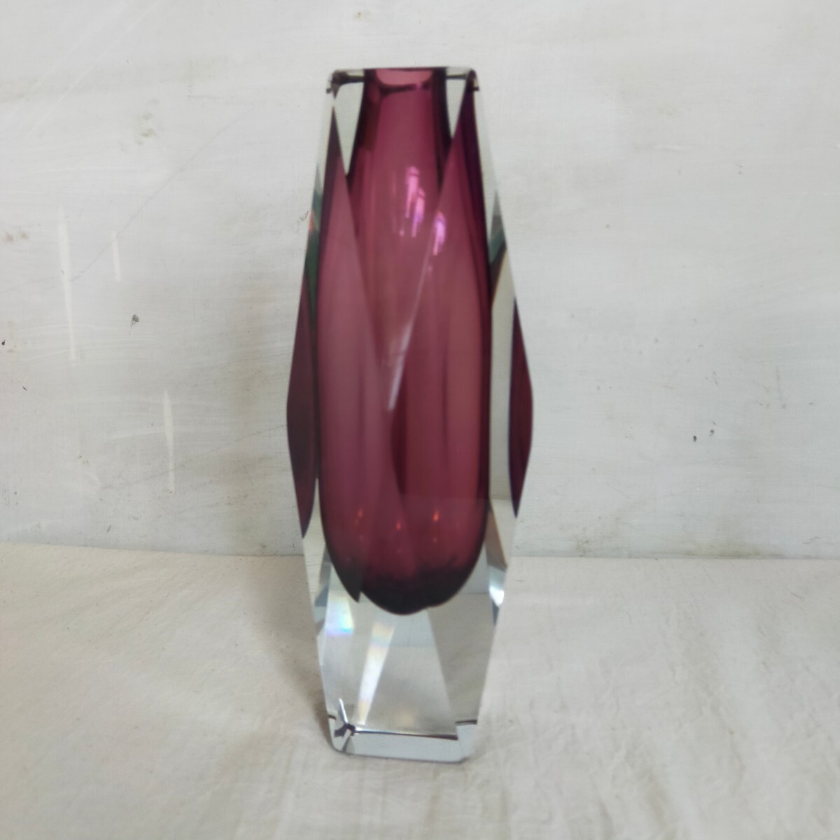 MURANO マンドラザート グレープ 花器 花瓶 フラワーベース クリスタルガラス ムラノ Mandruzzato ガラス　高さ20.5cm_画像5