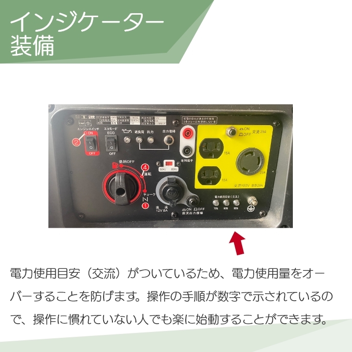 発電機インバーター 2900W 2.9kVA インバーター発電機 工進 GV-29i ガソリンエンジン_画像3