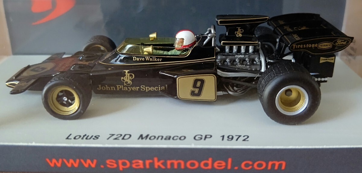 スパークモデル 1/43 ロータス・72D・フォード 1972年 モナコGP デヴィッド.ウォーカー spark Dave.Walker 1972 JPS・Team Lotus・Fordの画像2