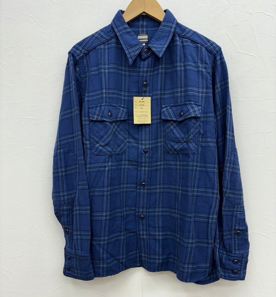 【新品/タグ付き/Sz.42(XL)】桃太郎ジーンズ 長袖 チェックシャツ 日本製 ネルシャツ ワークシャツ/児島ジーンズ/ジャパンブルージーンズ_画像1