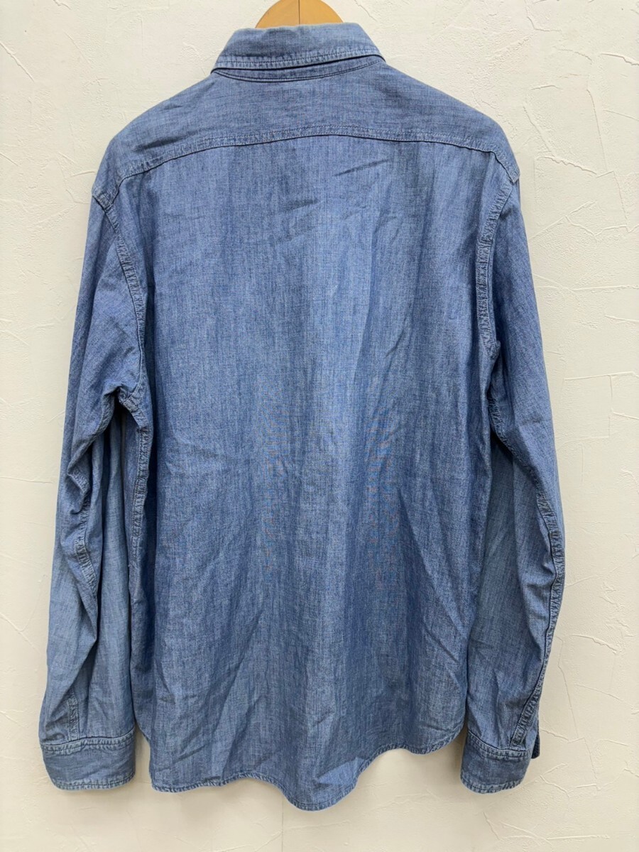 【size.XL】SUGAR CANE 東洋 シュガーケーン シャンブレー 長袖 ワークシャツ SC25677 日本製 綿100% インディゴ デニムシャツ 長袖シャツの画像3