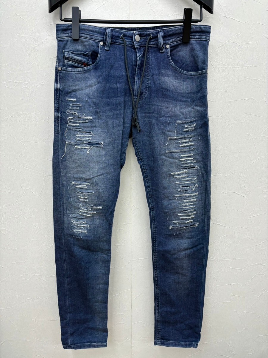 定価46,200円 DIESEL JOGG JEANS THOMMER CB-NE 084PE_STRETCH ディーゼル ダメージ&リペア ジョグジーンズ W32 スウェット デニムパンツ _画像1