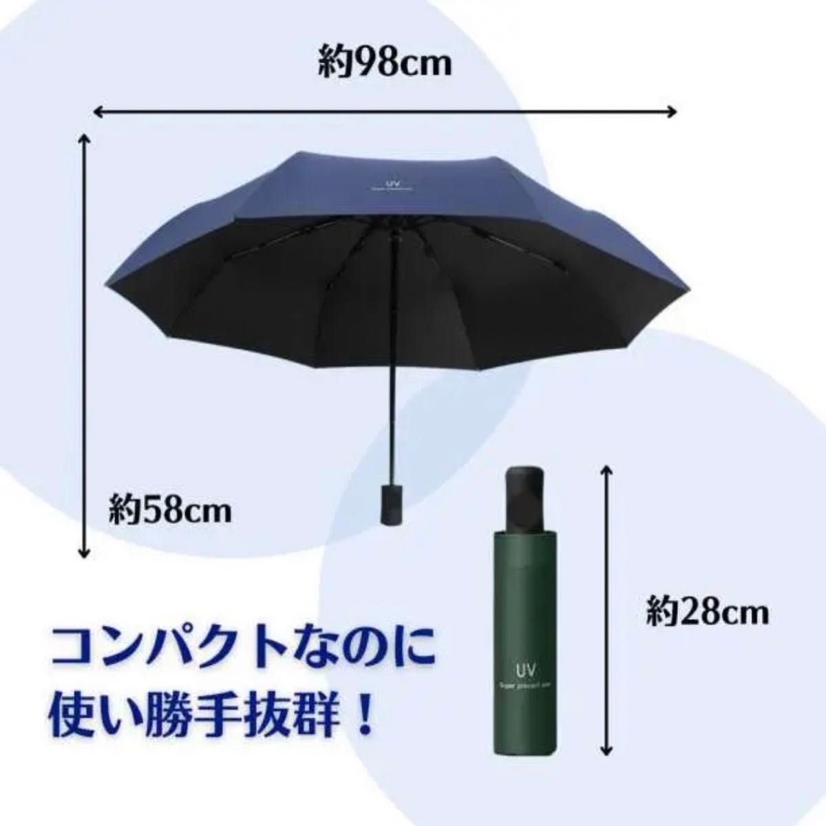 折りたたみ傘 晴雨兼用 男女兼用 雨傘 日傘 晴雨兼用 遮熱 遮光 ネイビー