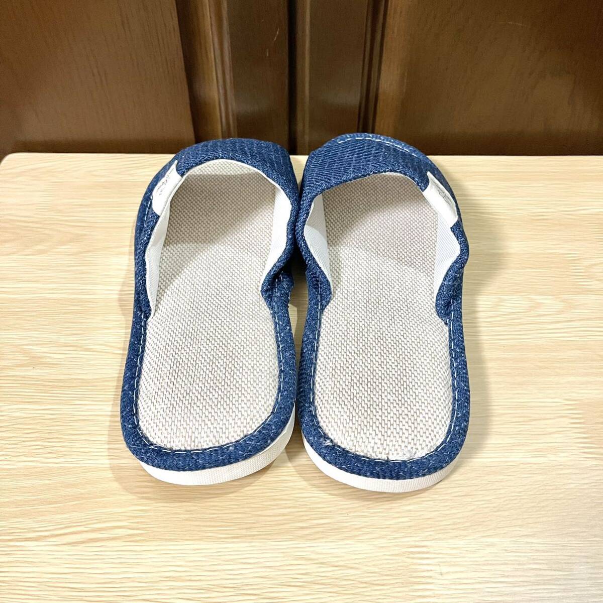  slippers room shoes linen flax all season ventilation cotton flax cloth feeling .. navy 25.5~26.0