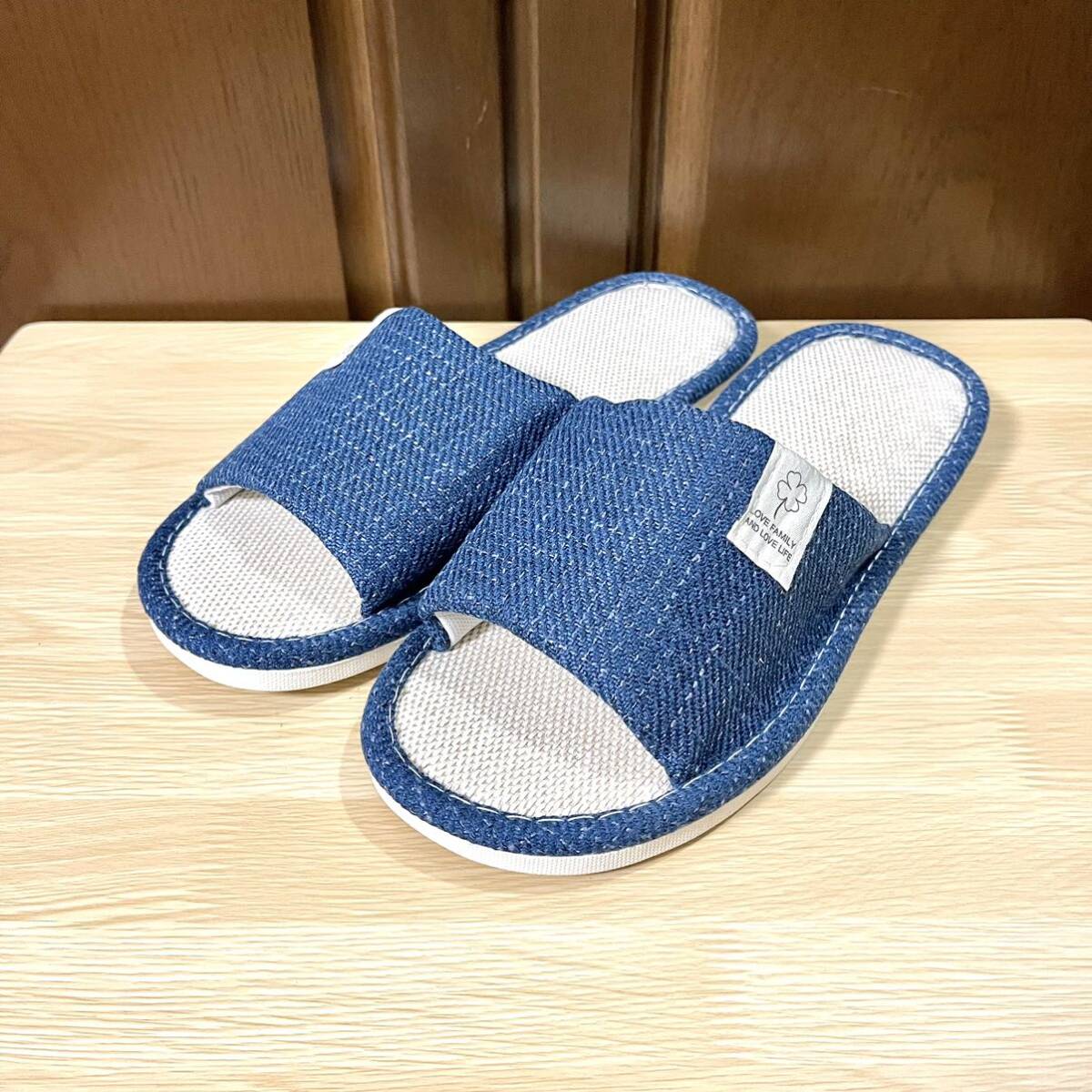  slippers room shoes linen flax all season ventilation cotton flax cloth feeling .. navy 25.5~26.0