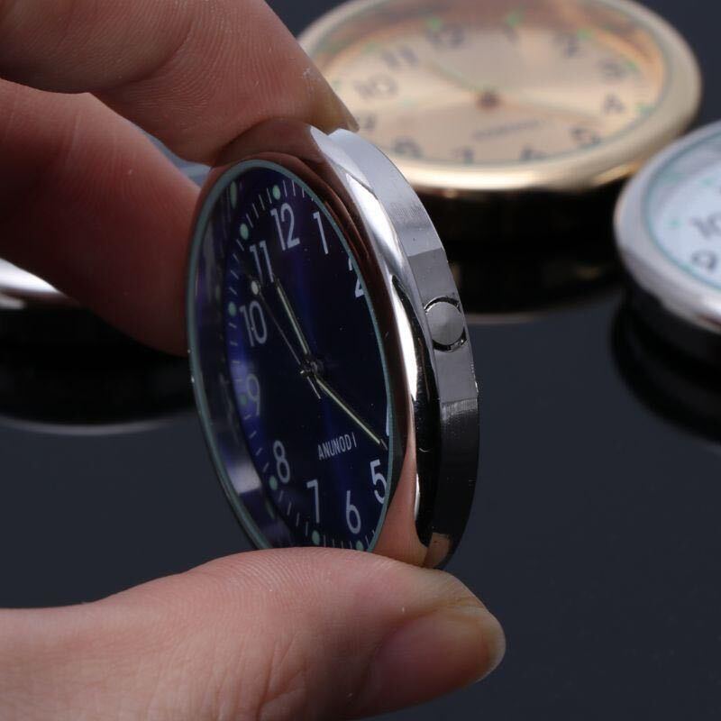 車載用時計 光る時計 車用クオーツ時計 アナログ時計 小型 クリップ ネイビーの画像2