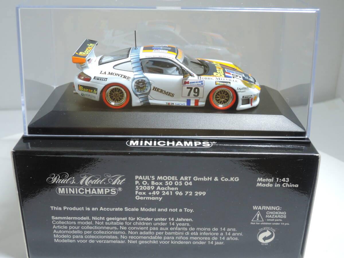 ☆1円始・絶版レアHERMES☆PMA 1/43ポルシェ Porsche 911 GT3R #79 LeMans 2000 Perspective Racing・240501の画像3