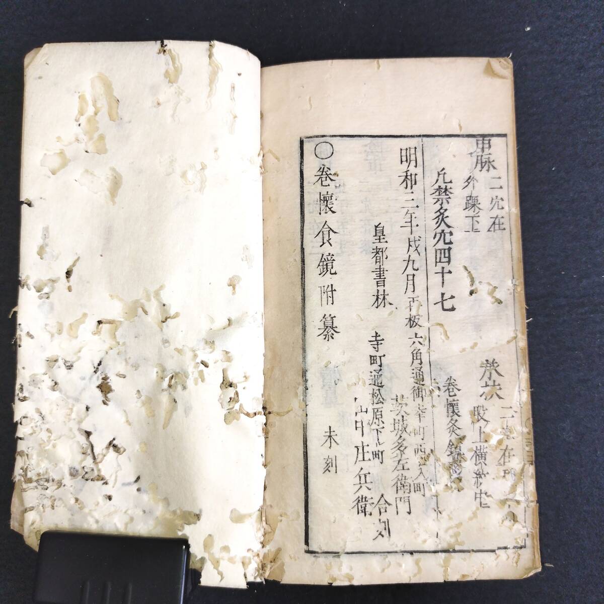 Y100 医学書 薬学 本草 漢方 鍼灸◆巻懐食鏡◆医書 漢籍 牛山香月 史料 資料 江戸 時代物 木版 骨董 古美術 古典籍 古文書 和本 古書の画像10