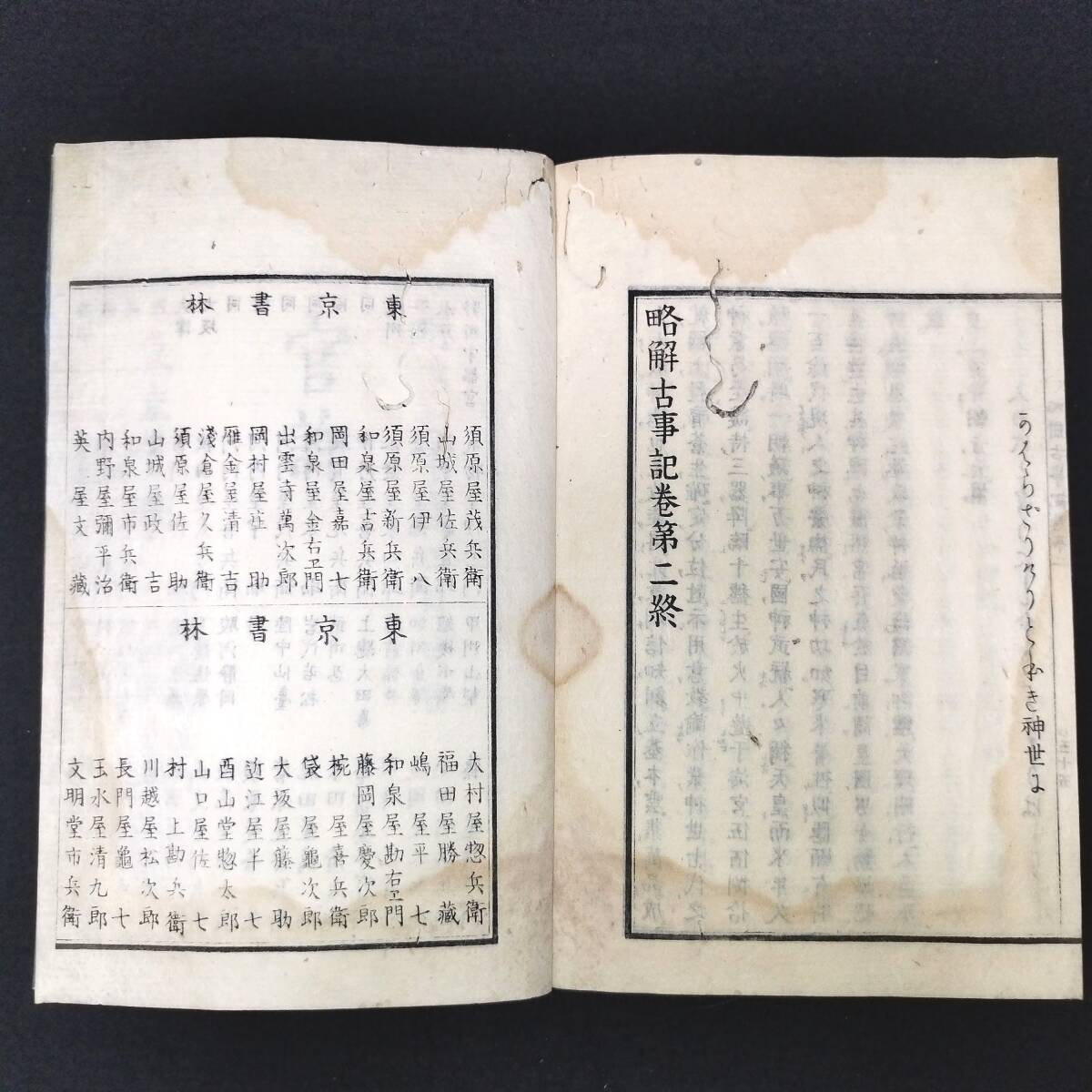 Y167 歴史書◆略解古事記◆2冊揃 神道 神話 伝説 天照大神 多田孝泉 史料 資料 明治？時代物 木版 骨董 古美術 古典籍 古文書 和本 古書_画像7