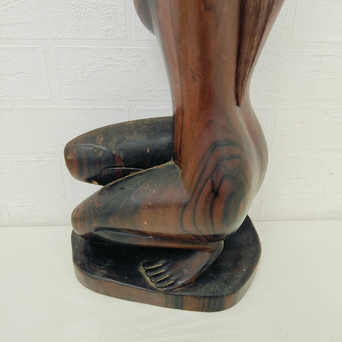  木製 女性像 バリ島 インテリア 木彫り 置物 オブジェ コレクション 女性 像 裸婦 アンティーク アジア BALI 彫刻 高さ42cm SC_画像8