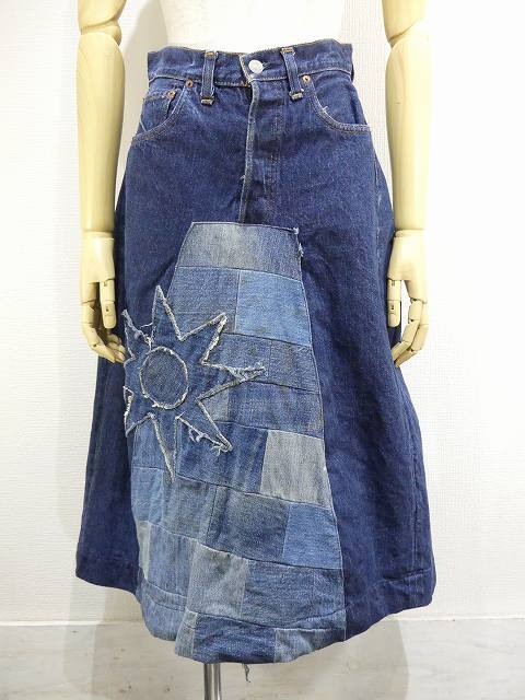 70s Levi's 501 66 前期 シングル ヒッピー リメイク デニム スカート W29_画像1