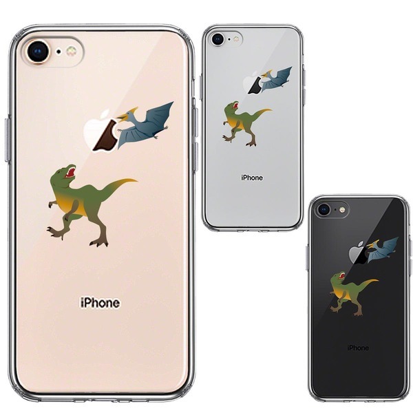 iPhone8 ケース クリア 恐竜 たち スマホケース 側面ソフト 背面ハード ハイブリッド_画像2