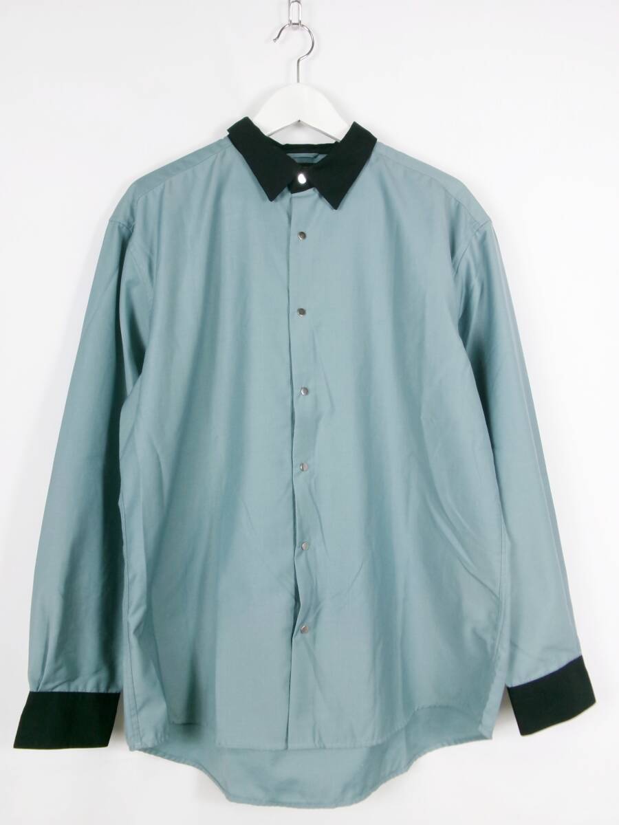 コンファーム Confirm クレリックシャツ スナップボタン オーバーサイズ ビッグシャツ 長袖 M ブルー系 メンズ 中古 /GG_画像1