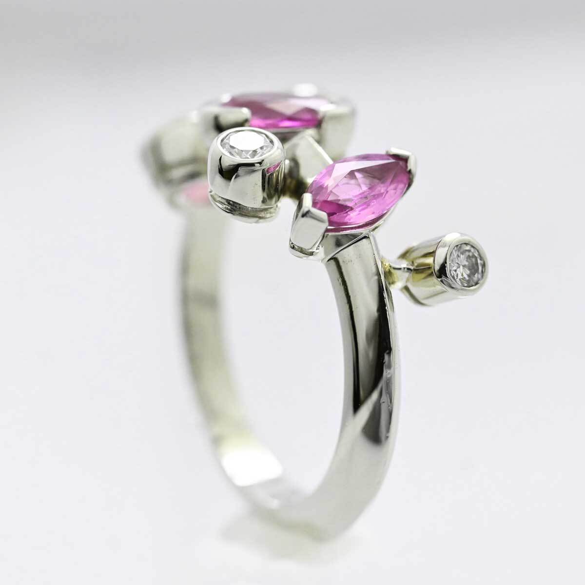  Cartier CARTIER PT950 platinum Merimee ro ring pink sapphire diamond size 47 lady's 3486