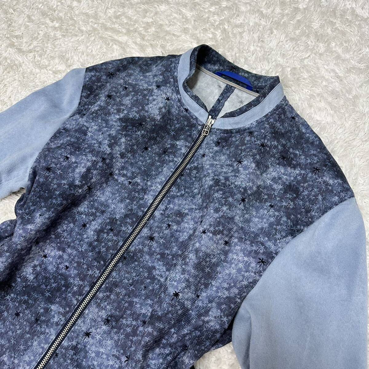 【XLサイズ】LANVIN en Bleu 定価 37,800円 シュガーパーム ブルゾン スタンドカラージャケットダブルジップアップ ランバンオンブルー 青_画像3