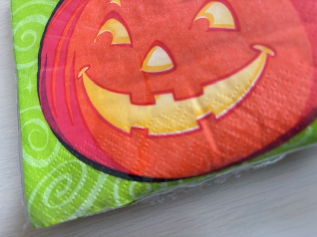 ハロウィン　ペーパーナプキン　ナフキン　紙　かぼちゃ　おばけ　プラスチック　スプーン　パーティー　オレンジ　海外製_画像2