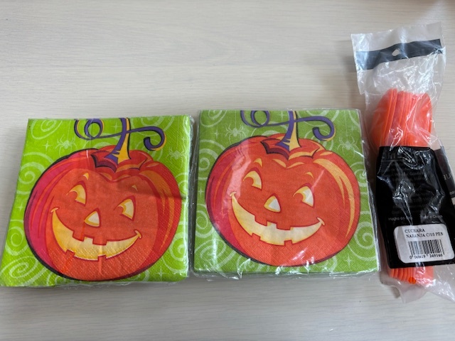 ハロウィン　ペーパーナプキン　ナフキン　紙　かぼちゃ　おばけ　プラスチック　スプーン　パーティー　オレンジ　海外製_画像1