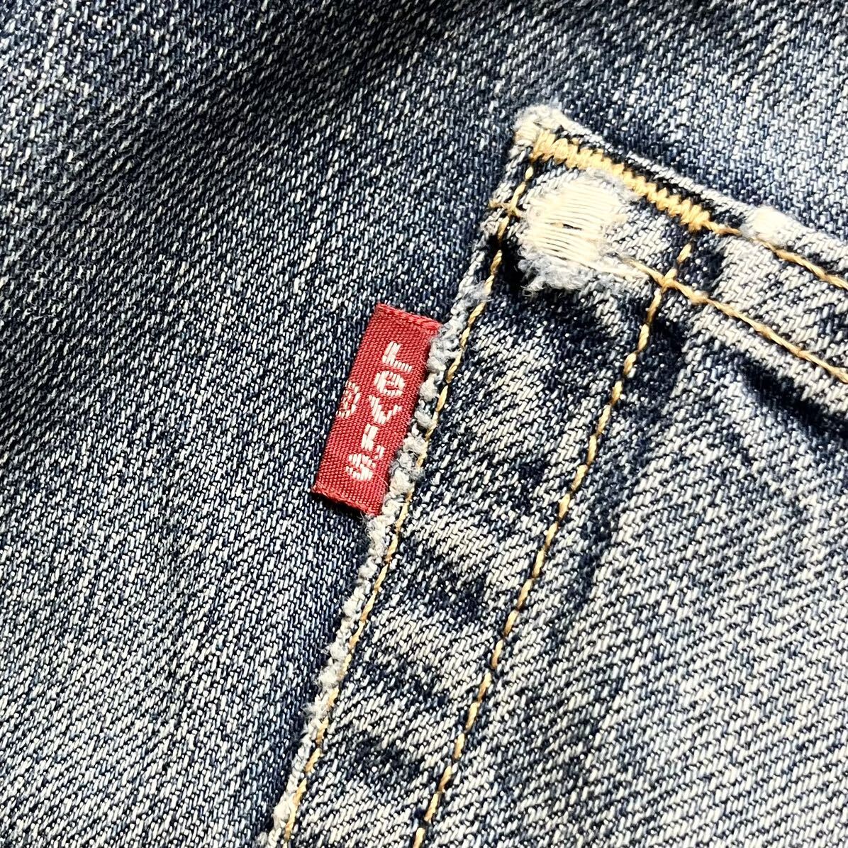 Levi's リーバイス 501 W32 L32 ボタン裏359 ダメージ デニム パンツ Gパン ジーンズ メンズ インディゴ ブルーの画像3