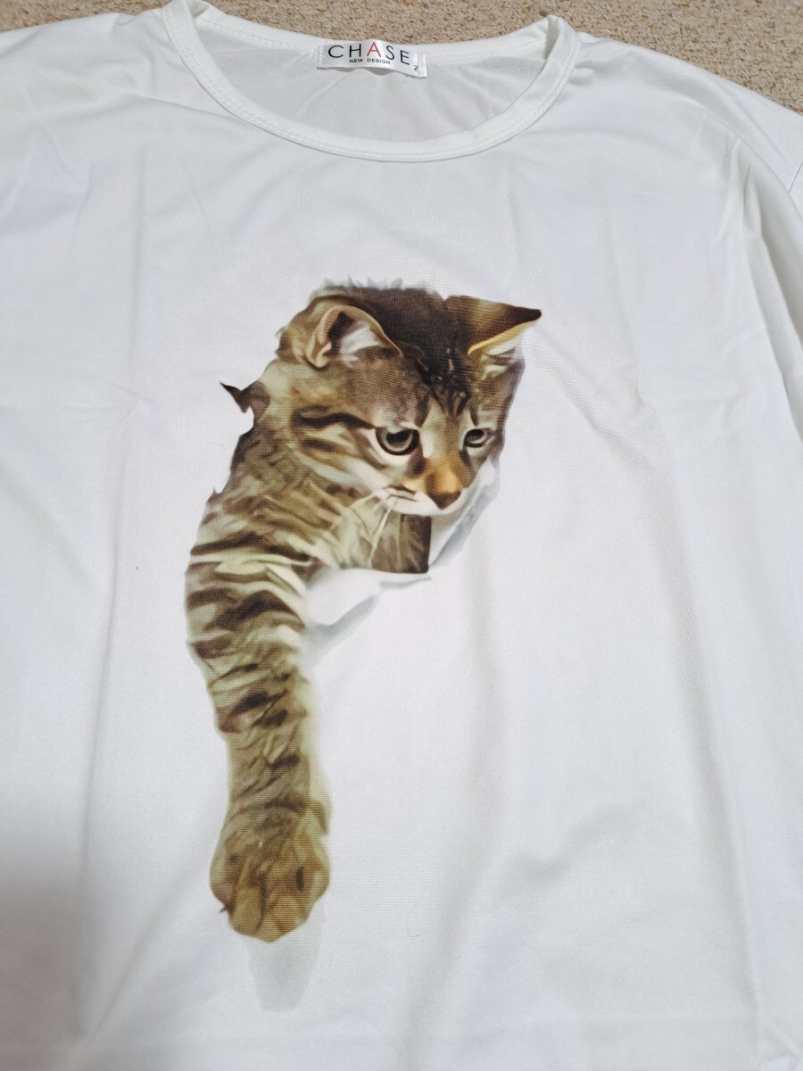 Tシャツ　(ФωФ)ねこ 白_画像2