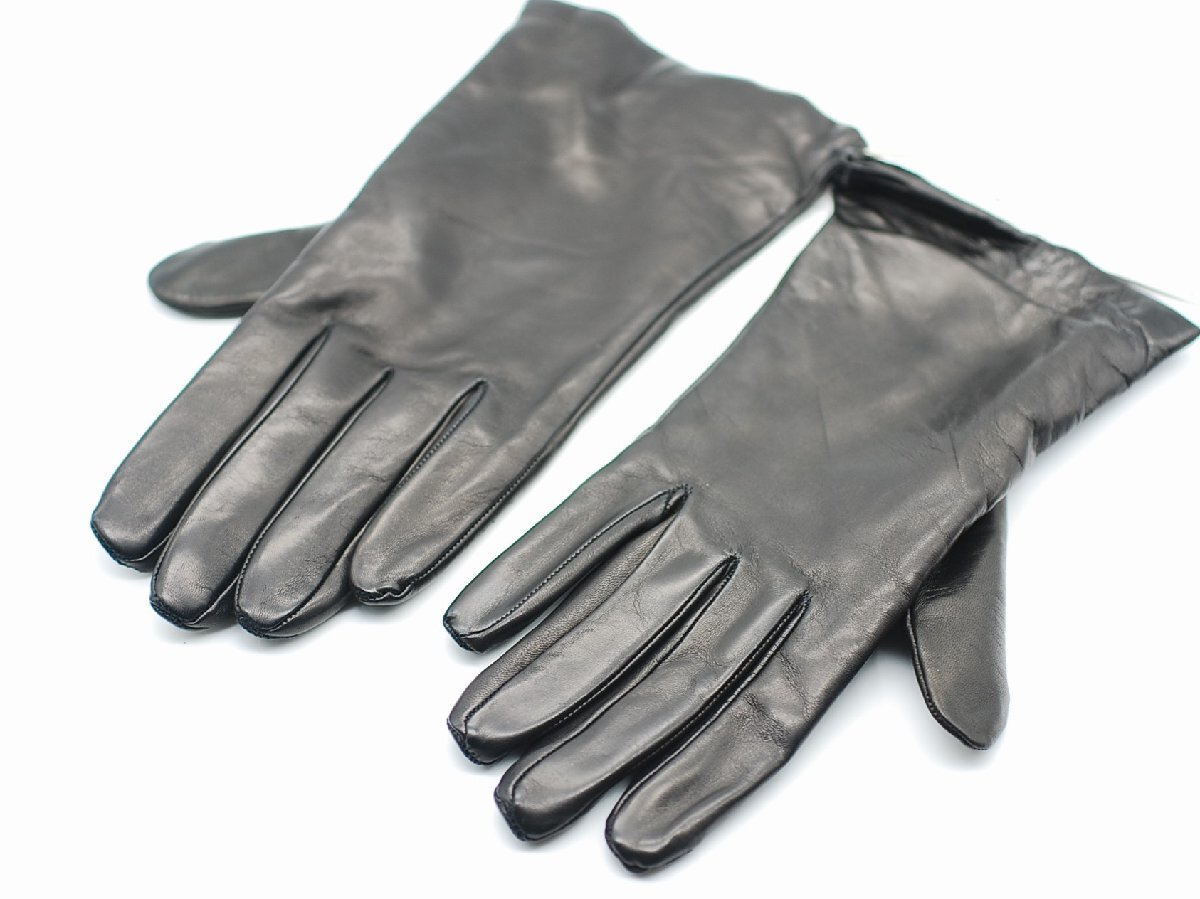 #[YS-1] unused storage goods #piumeliPiumelli glove gloves # sheep leather black series total length approximately 24cm size 7 1/2 # Italy made [ including in a package possibility commodity ]C