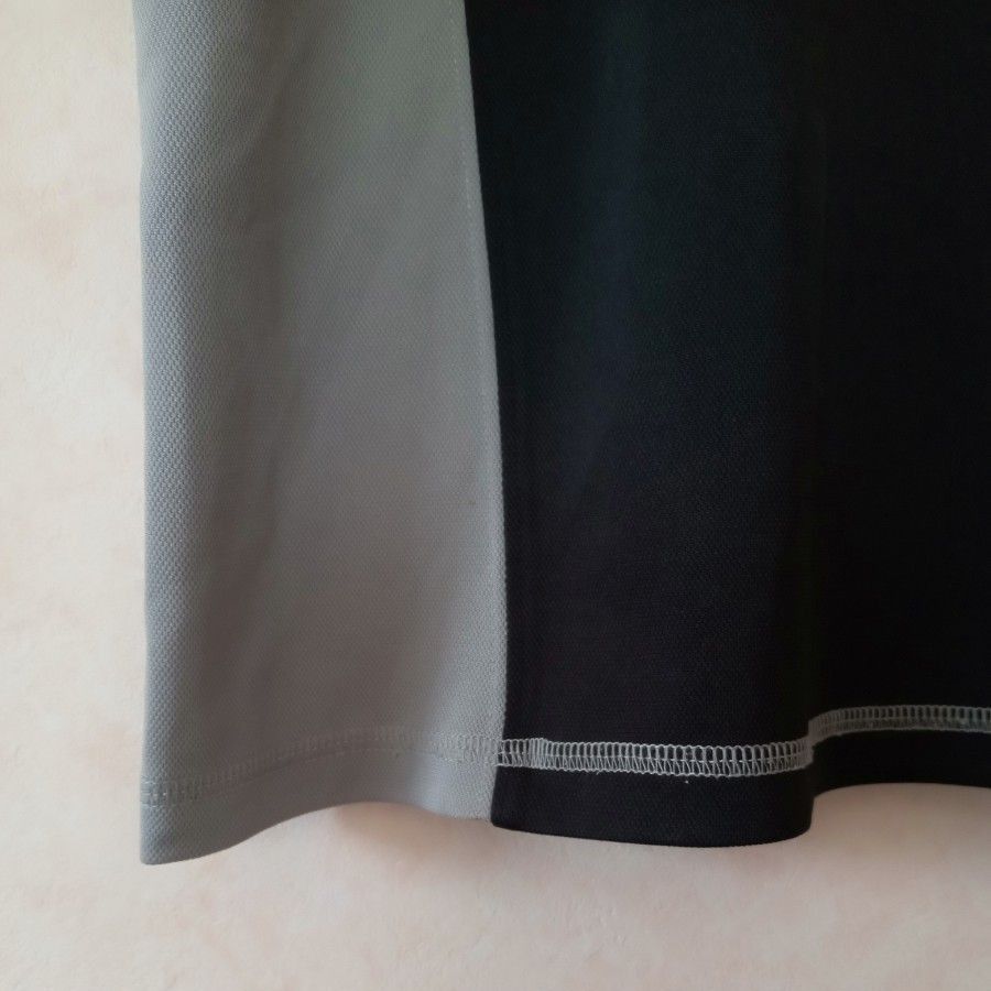 GU ジーユー ／ ドライ 半袖 Tシャツ スポーツシャツ  黒×グレー  メンズXL  ポリエステル100％