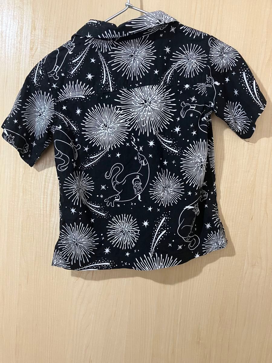 ディズニー　アラジン　アロハシャツ　サイズ100  半袖　黒