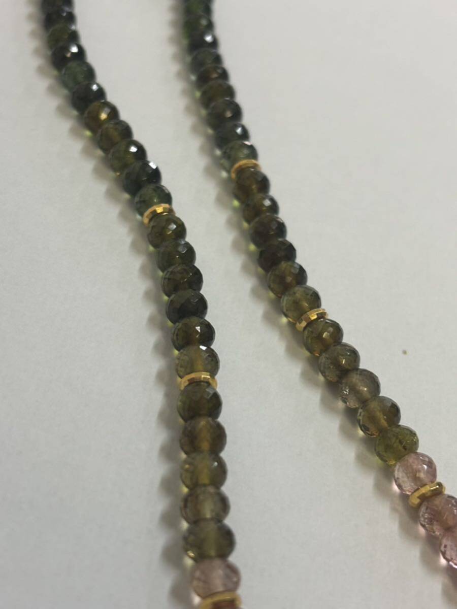 1 jpy ~ tourmaline necklace K18 metal fittings 5~5.5mm gross weight 23.6g written guarantee * case attaching natural stone 
