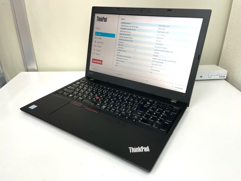 【UEFI起動確認済み／中古】ThinkPad L590 【20Q7-000EJP】 (Core i5-8265U, RAM8GB, HDD無し[OS無し]) ★本体＆ACアダプタ_画像1