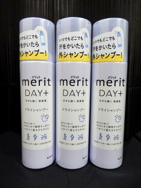 3本セット 花王 メリット デイプラス ドライシャンプー スプレー 災害対策 防災用品 DAY+ DRY SHAMPOO