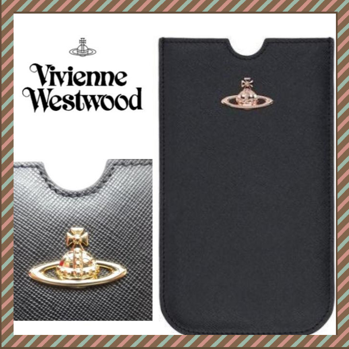 ● Vivienne Westwood iphone ケース ORB 黒 革 新品 OPIO SAFFIANO ヴィヴィアンウエストウッド 王冠 地球 オーブ ブラック