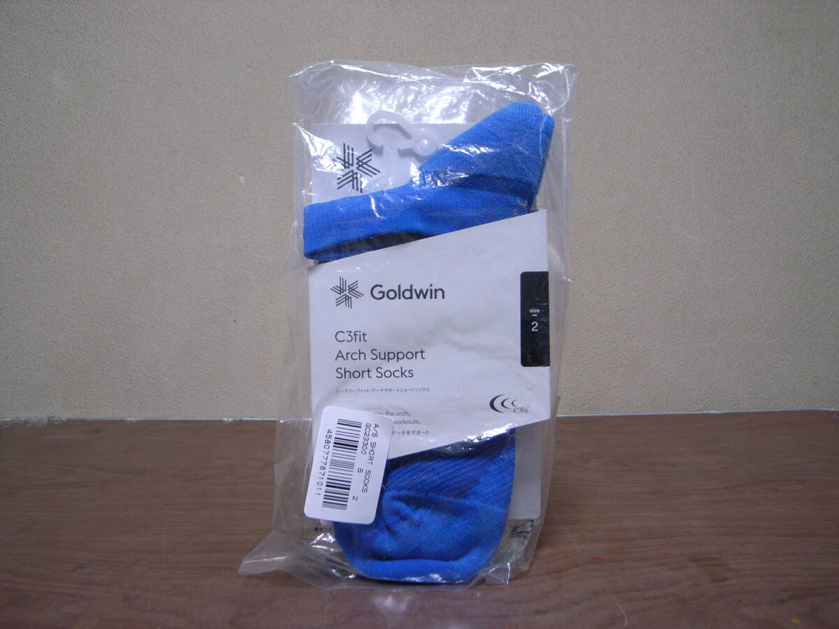 試着のみ/未使用品 Goldwin C3fit Arch Support Short Socks ブルー 2(M/24-26cm) シースリーフィット アーチサポートショートソックス_画像1