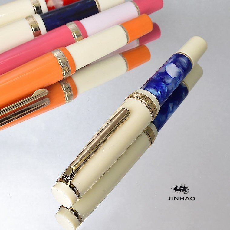 ◆●万年筆【JINHAO/ジンハオ】82ミニ/mini シーブルー 青モザイク BLUE アクリル軸 両用式 EF 極細 携帯 新品 1円～/JH166SBL_画像2