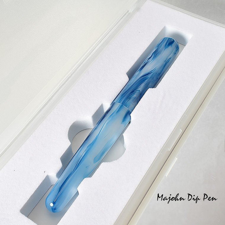 ** fountain pen [MAJOHN/ end Takumi ]N10 attaching pen ~e-teru blue ~ marble pattern mobile . also superior dip pen acrylic fiber material new goods /MO23-EB