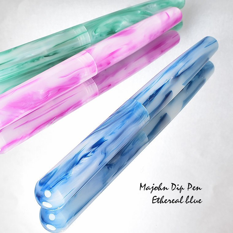 ** fountain pen [MAJOHN/ end Takumi ]N10 attaching pen ~e-teru blue ~ marble pattern mobile . also superior dip pen acrylic fiber material new goods /MO23-EB