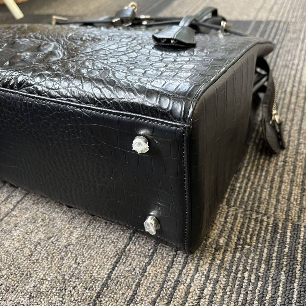 [T0508]RODANIA крокодил черный ko ручная сумочка сумка на плечо 2WAY плечо с ремешком . черный чёрный портфель сумка 