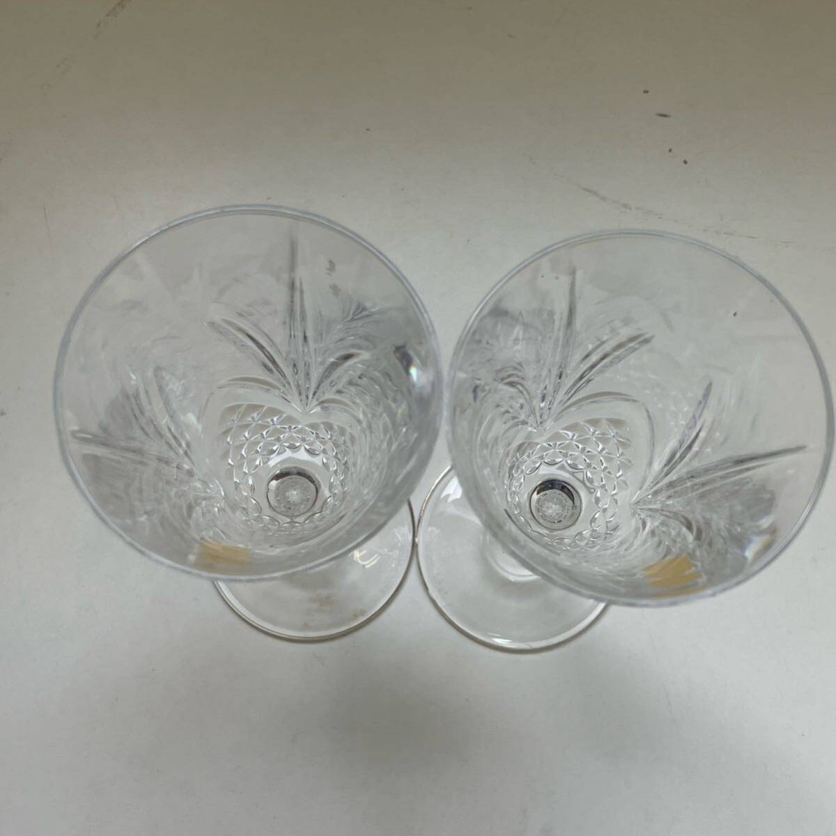 【S0429】菊紋 ペアグラス ワイングラス シャンパングラス グラス クリスタル 食器 ガラス 2客 _画像5