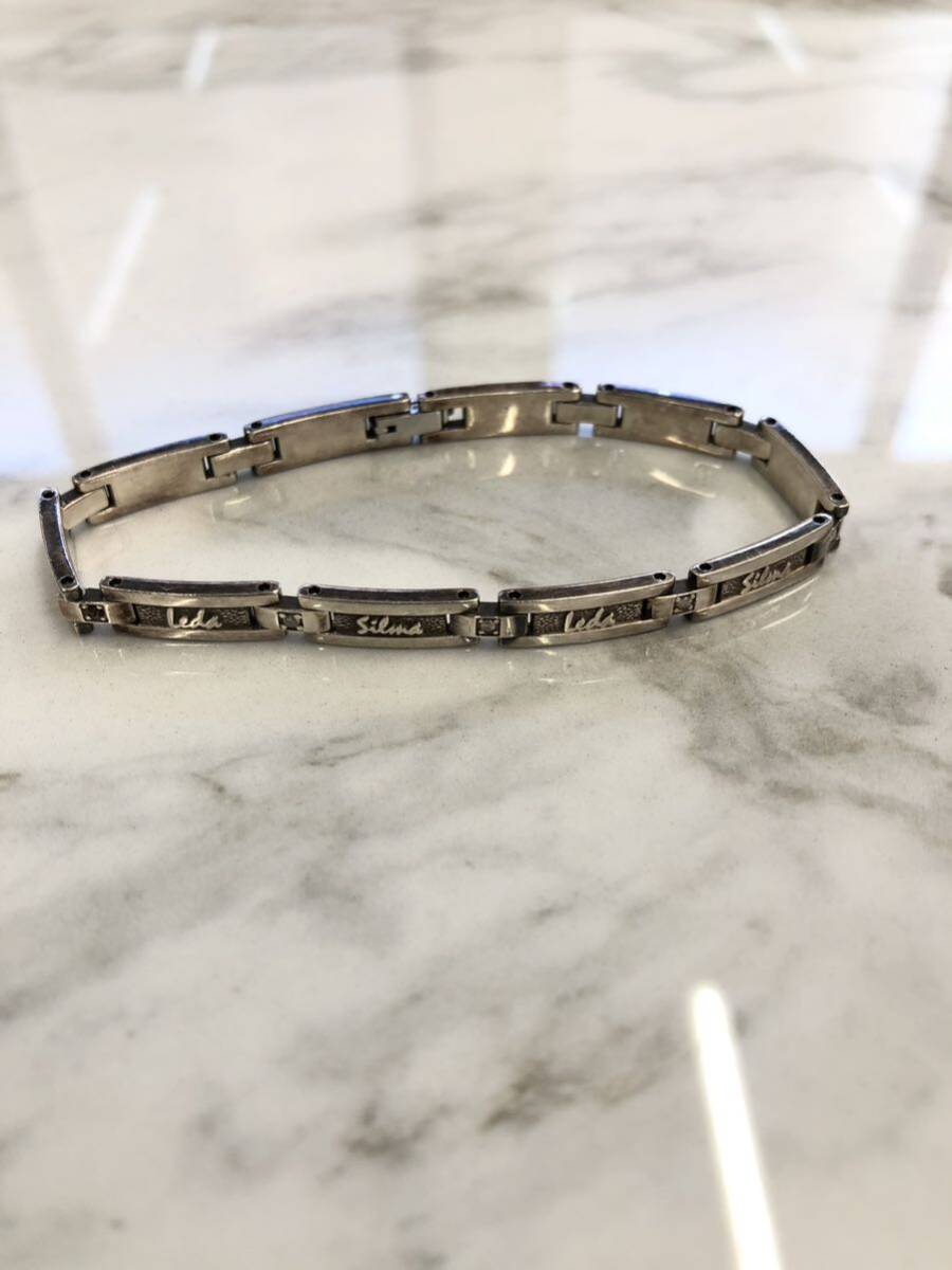 [TK0510]Leda SILMAreda sill ma germanium bracele silver with diamond accessory Vintage arm wheel ornament gem new . metabolism 