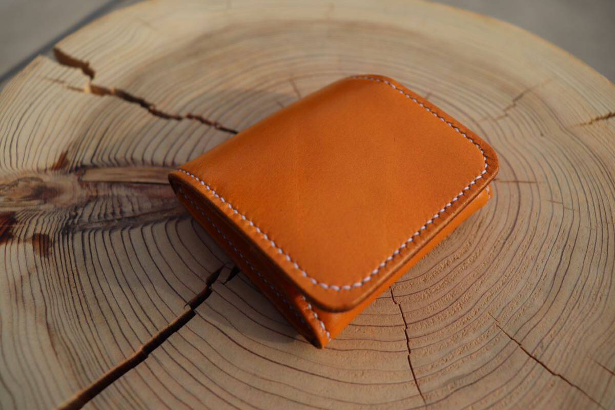  coin case change purse . box type coins case Camel hand made original leather flima
