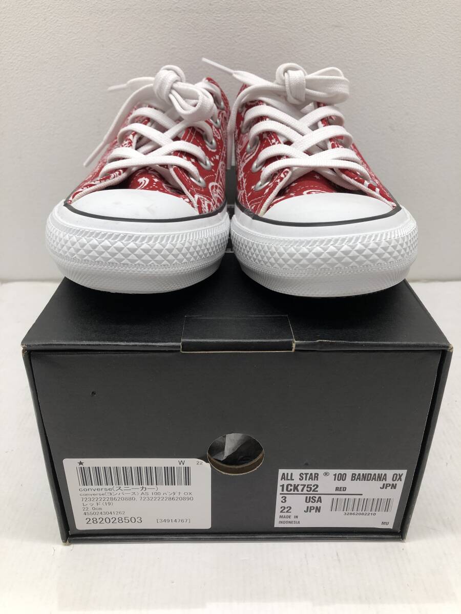 E◆ CONVERSE ALL STAR /コンバース オールスター /スニーカー /100 BANDANA OX /100 バンダナOX /1CK752 /サイズ 22.0CM /レディース /RED_画像2