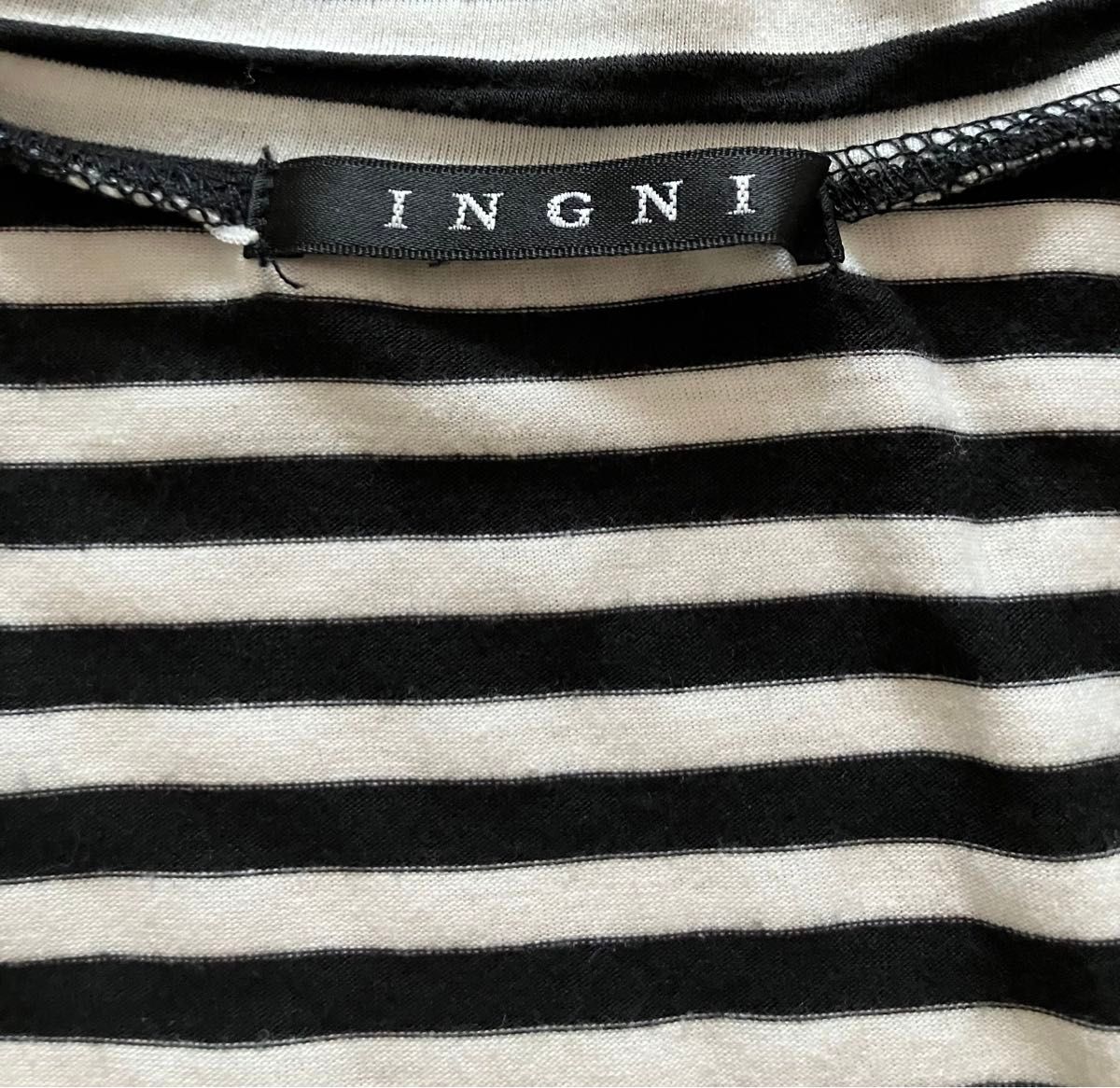 Tシャツ  ボーダー トップス 半袖  カットソー 白 黒 Ｍサイズ INGNI