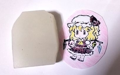 【少々難あり】東方Project消しゴムはんこフランドール・スカーレット　東方プロジェクト　スタンプTouhouProject 手描きイラスト_画像3