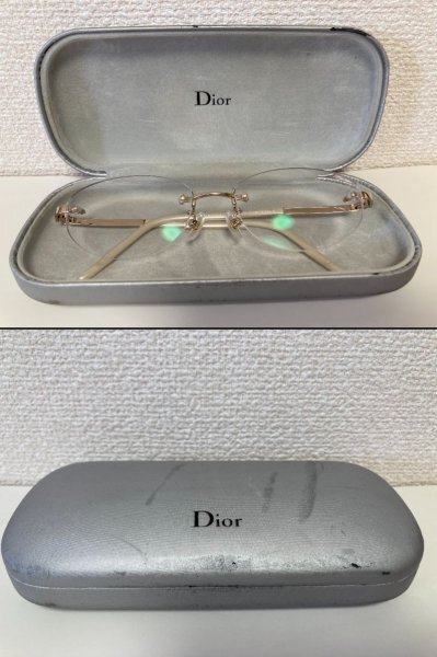 ★ 美品 ★ CD-7622J クリスチャン ディオール ★ Dior ロゴ ★ メガネ 度入り ★ フチなし ゴールド系 チタンフレーム 日本製 藤577_画像10