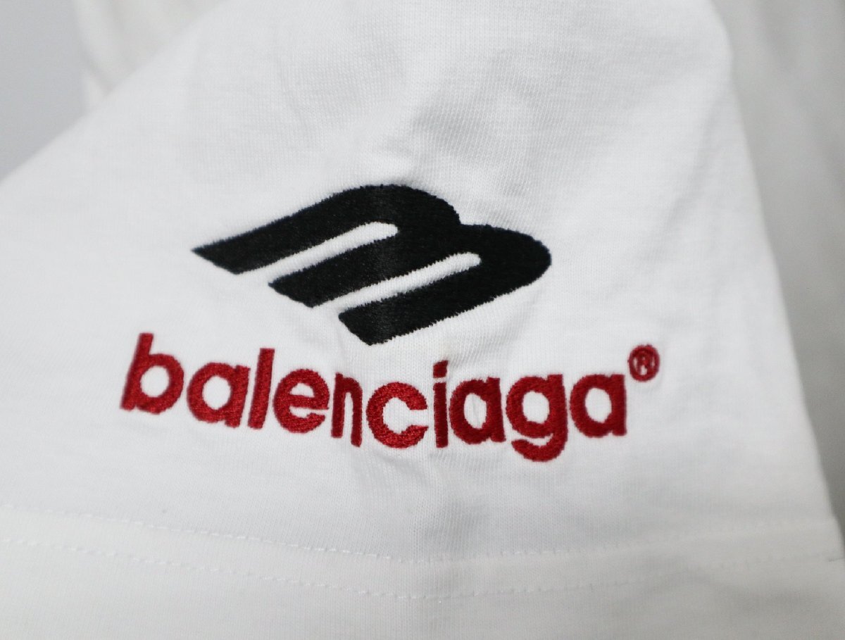 バレンシアガ BALENCIAGA 764235 TPVD7 3B SPORTS ICON ロゴデザイン Tシャツ サイズM ホワイト 【中古】 トップス_画像4